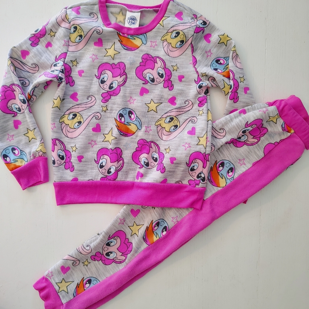 My Little Pony sweatshirt matching outfit set pajamas girl size 8
